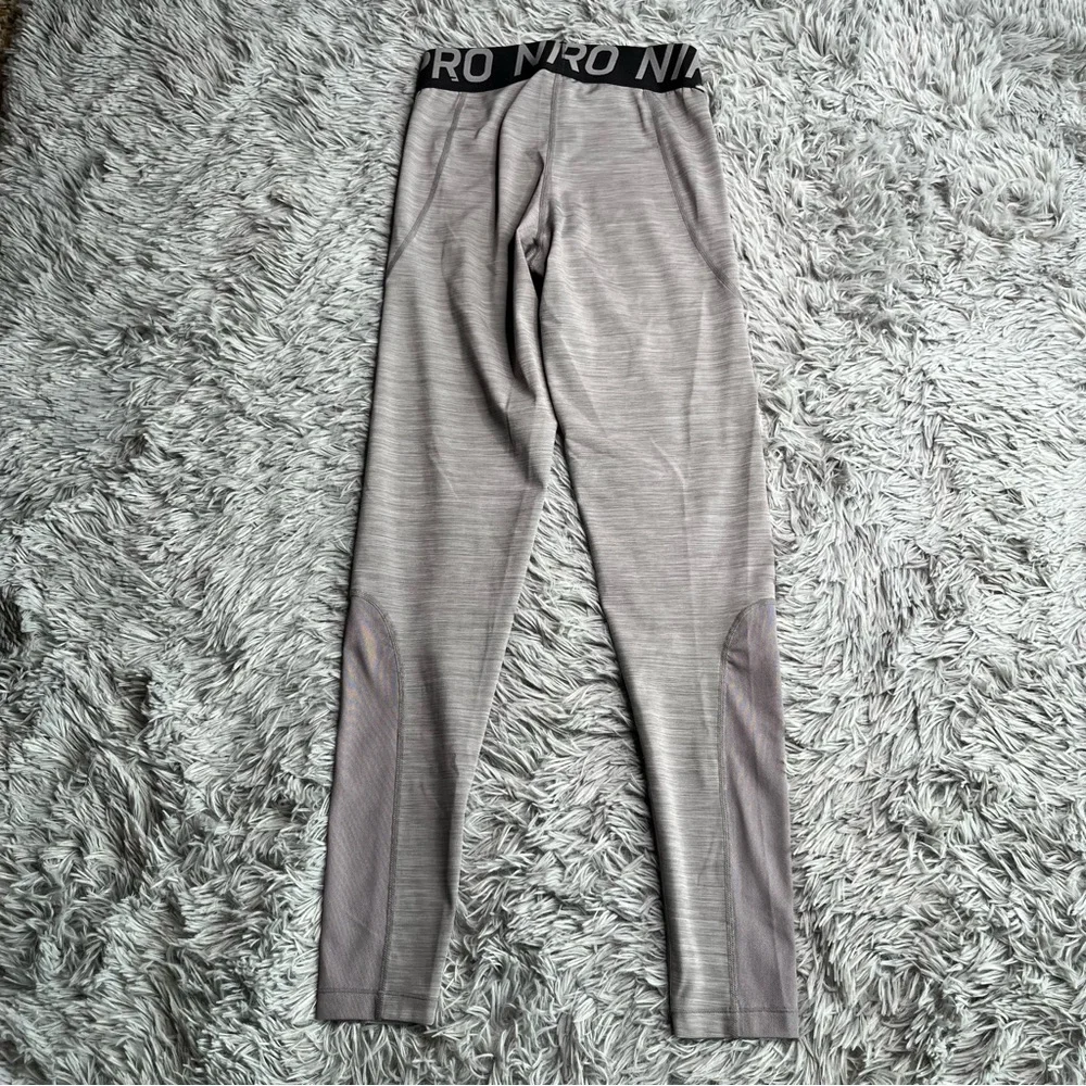 Nike Pro Leggings Womens Small Grey Black Checkmark Athletic Workout Dri Fit
